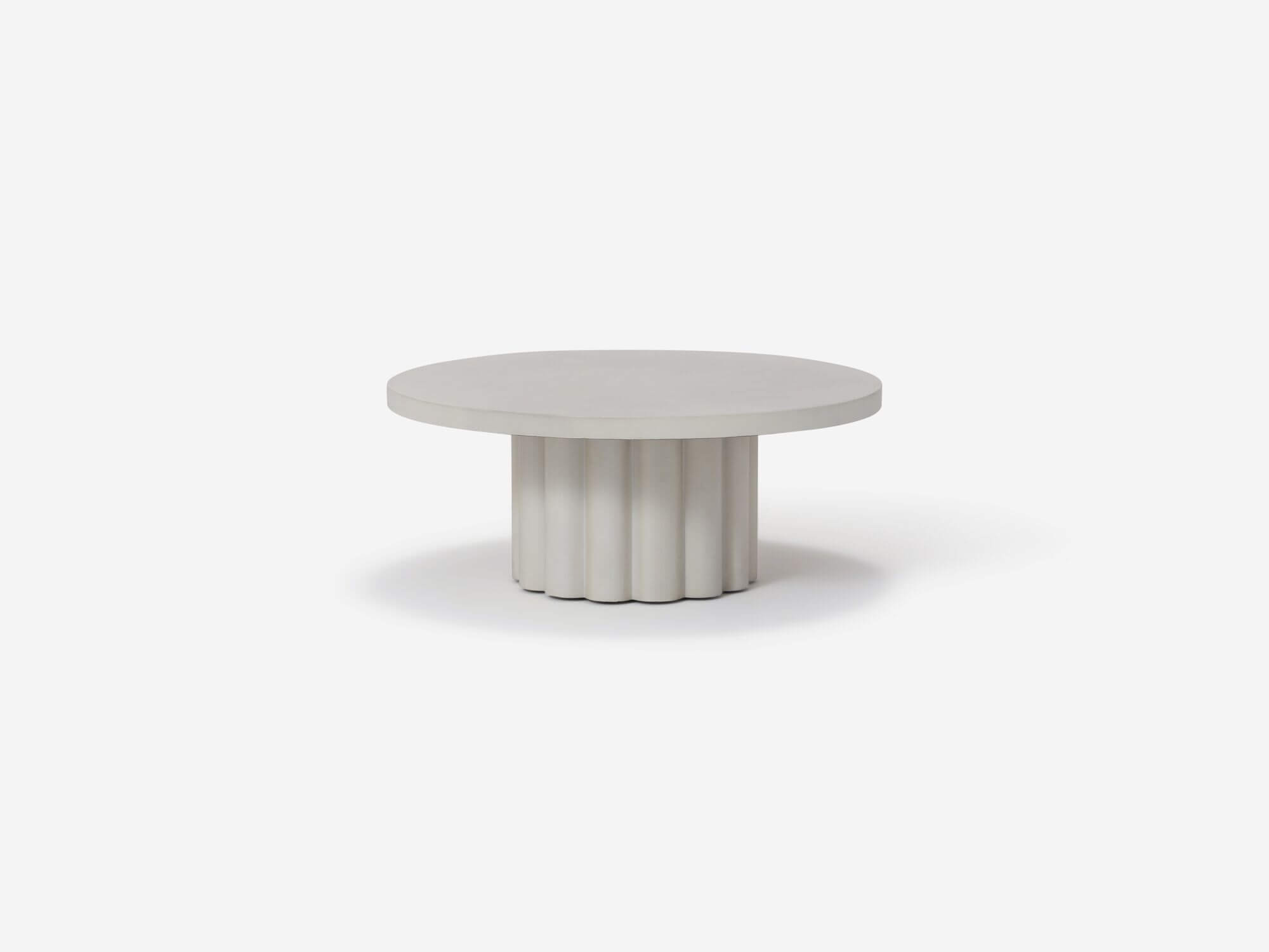 Round white coffee table front view